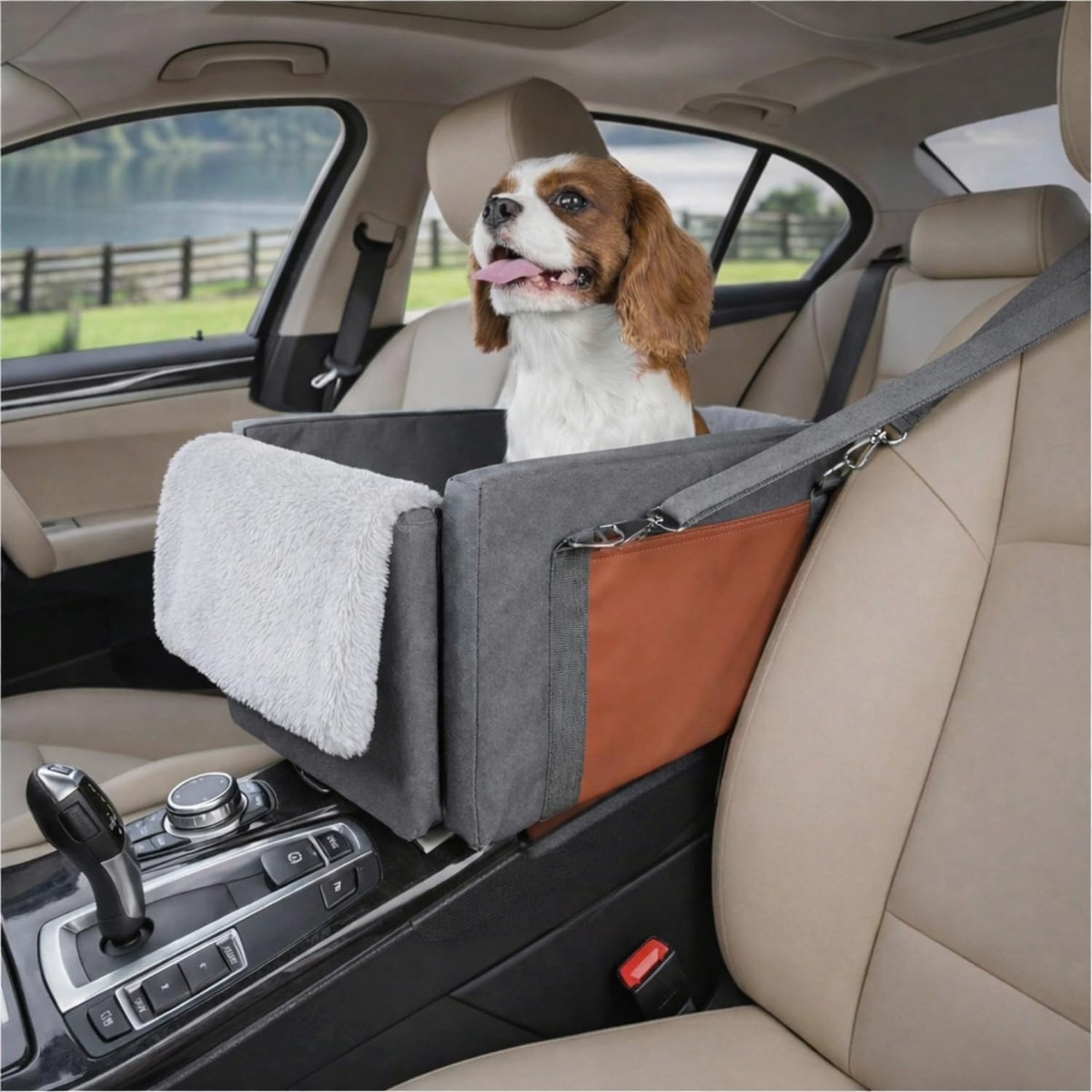 Avont Center Console Dog Car Seat with Multi-Strap Support
