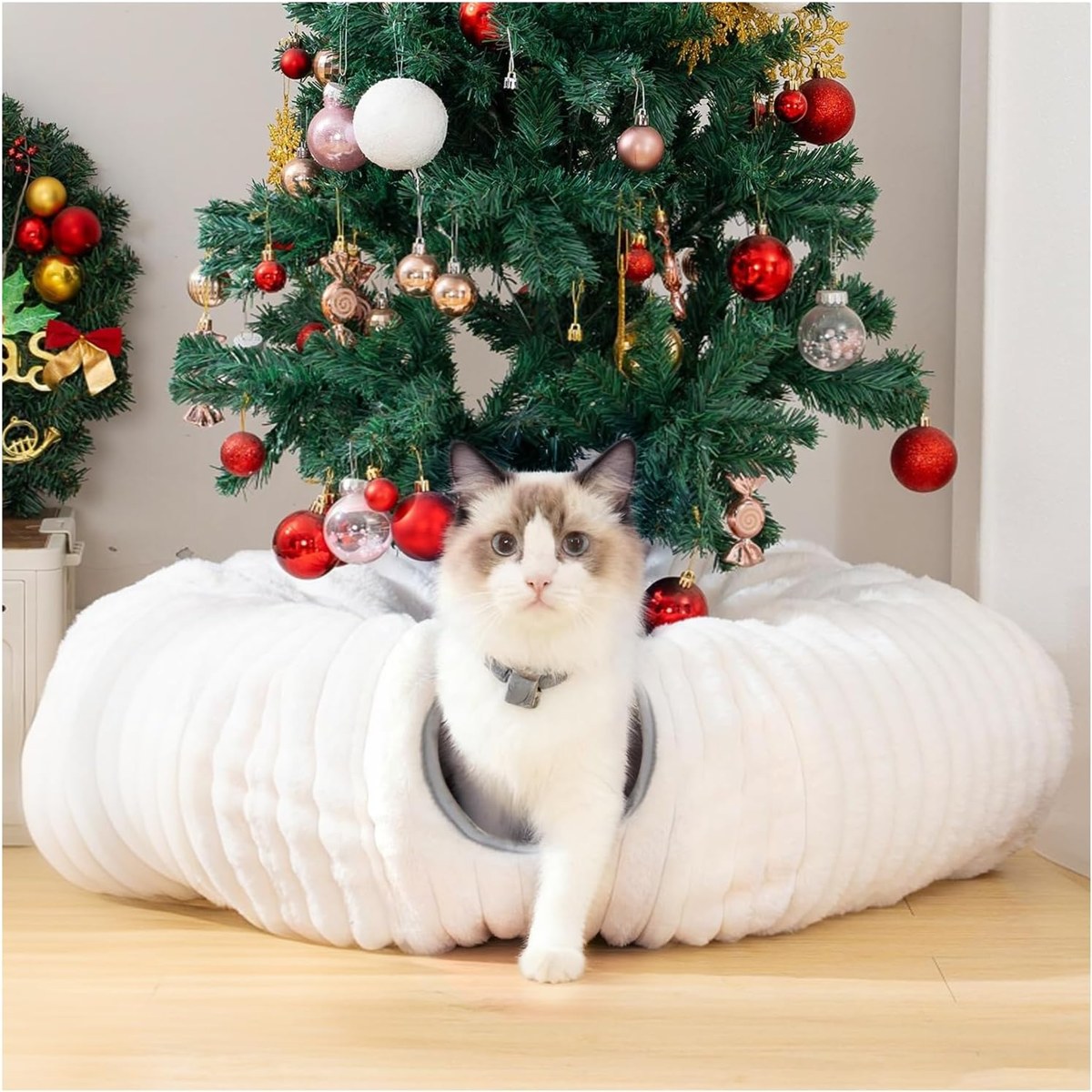 Avont Flannel Cat Tunnel Bed with Peek Holes