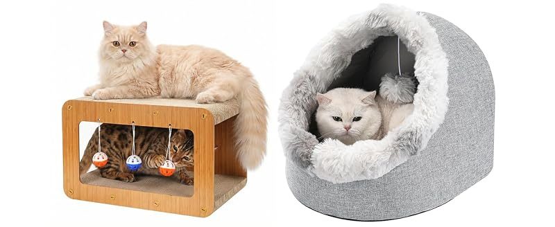 Avont Cardboard Scratcher House + Cat Bed Cave