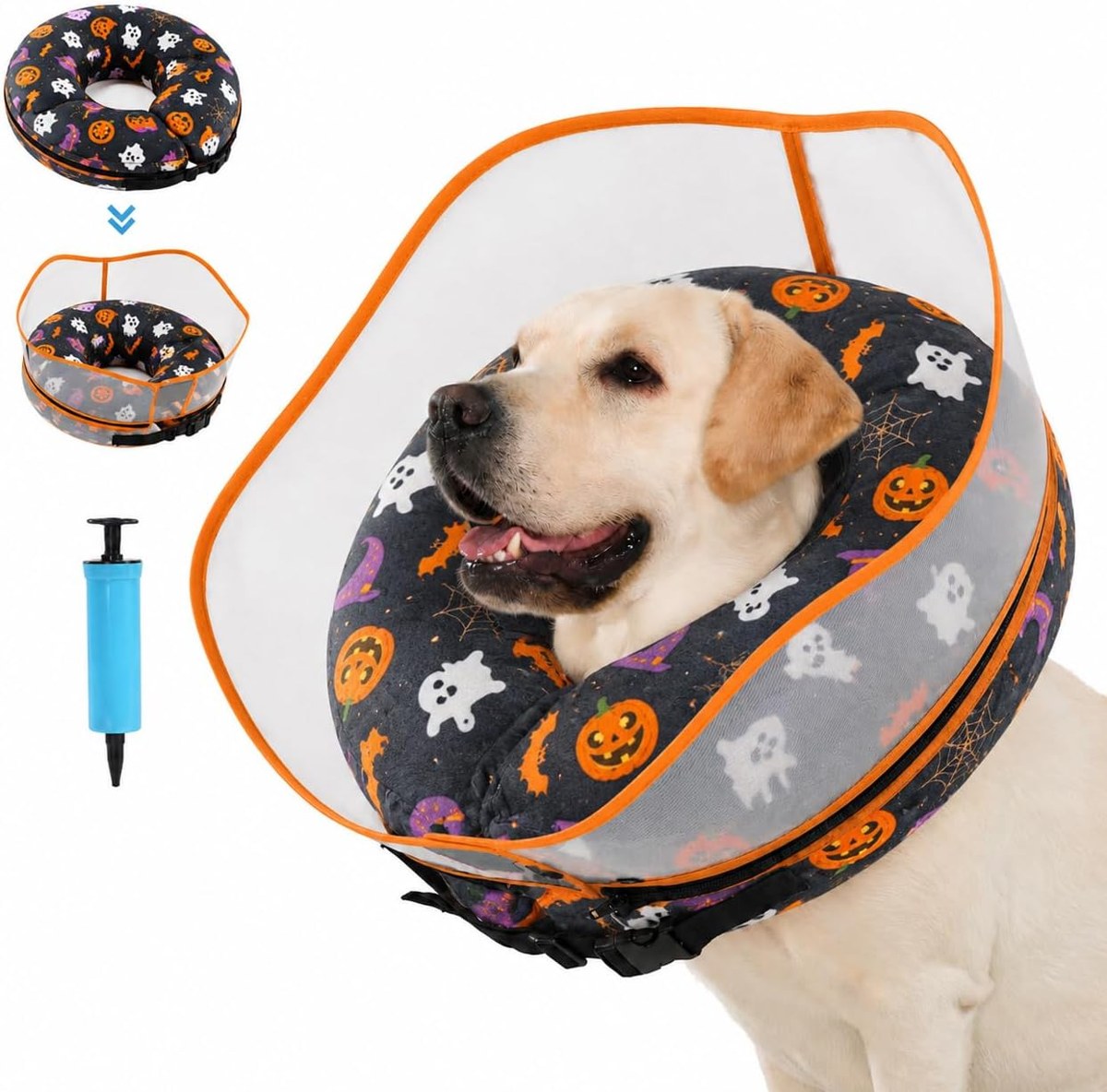 Avont 2-in-1 Dog Cone, Inflatable Donut with Clear Shield